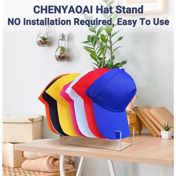 Hat Organizer Acrylic Hat Stand for 14 Baseball Caps Hat Display Rack Bedroom Cl - Picture 5 of 7
